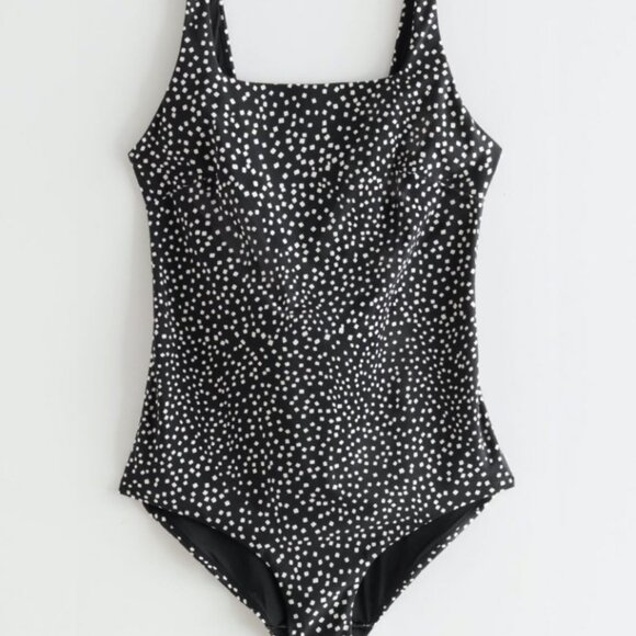 & Other Stories - Black & White Dots Low Back One Piece Swimsuit - Size 10 - Picture 1 of 5